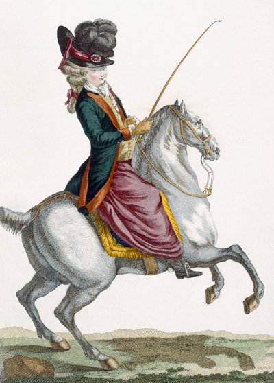 Young Lady Riding a Horse, engraved by Voysard, plate from 